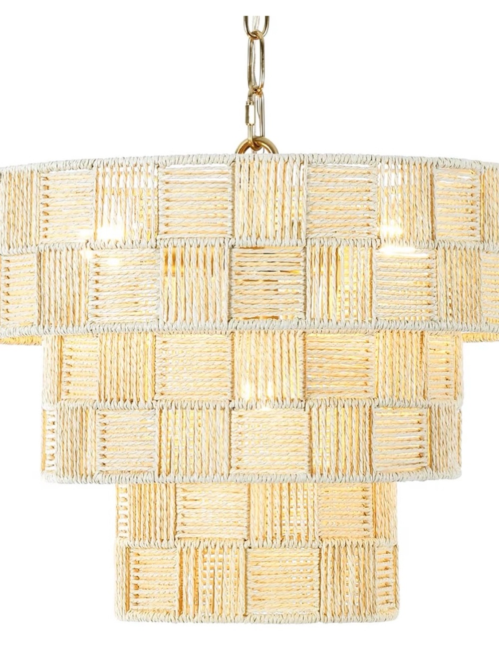 Woven Tiered Pendant Light - Cream Chandelier